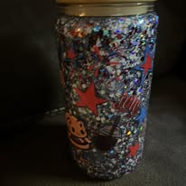 Premade 12 oz Snowglobe Glass 4th of July Hotdog