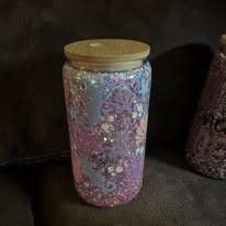 Premade 12 oz Snowglobe Glass Seahorse and Sea Shells