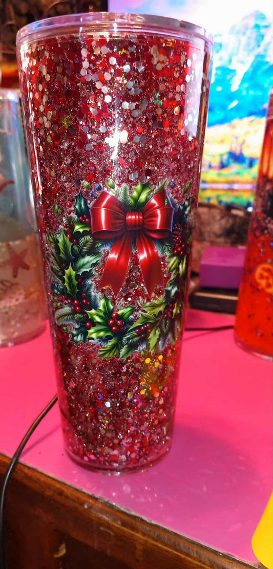 Premade 24oz Christmas glitter