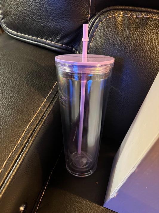 24oz Snowglobe Acrylic cup with Straw