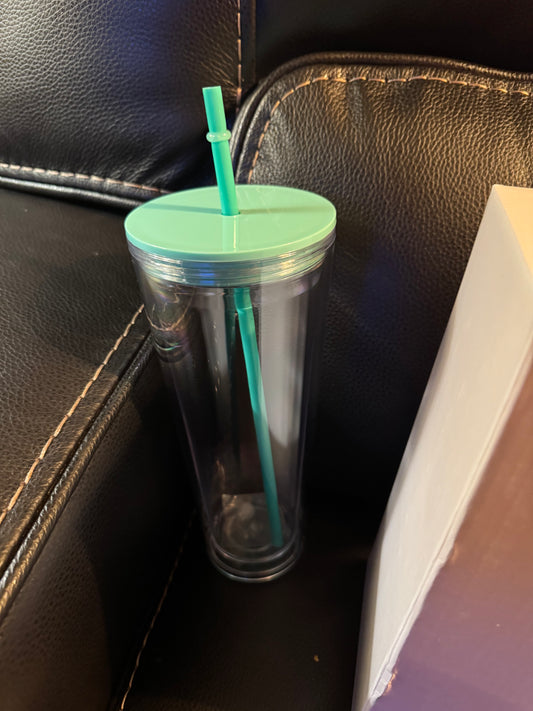 24oz Snowglobe Acrylic cup with Straw