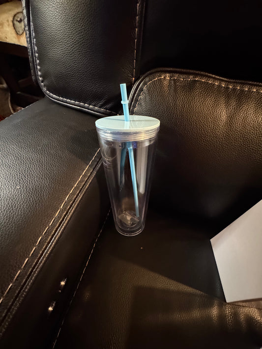 24oz Snowglobe Acrylic cup with Straw