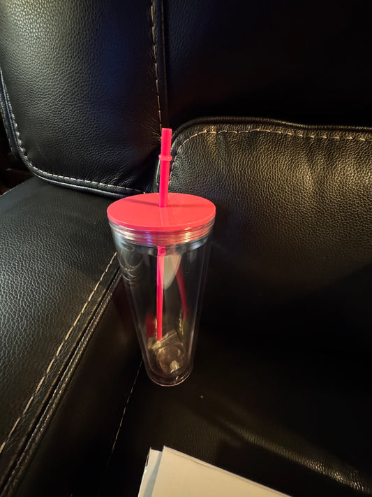 24oz Snowglobe Acrylic cup with Straw