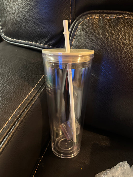 24oz Snowglobe Acrylic cup with Straw