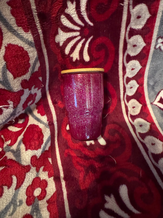 Premade 4oz mini purple fine glitter snow globe