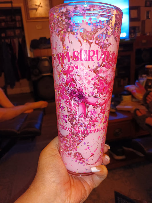 24 oz Pre Made Acrylic Breast Cancer Awareness